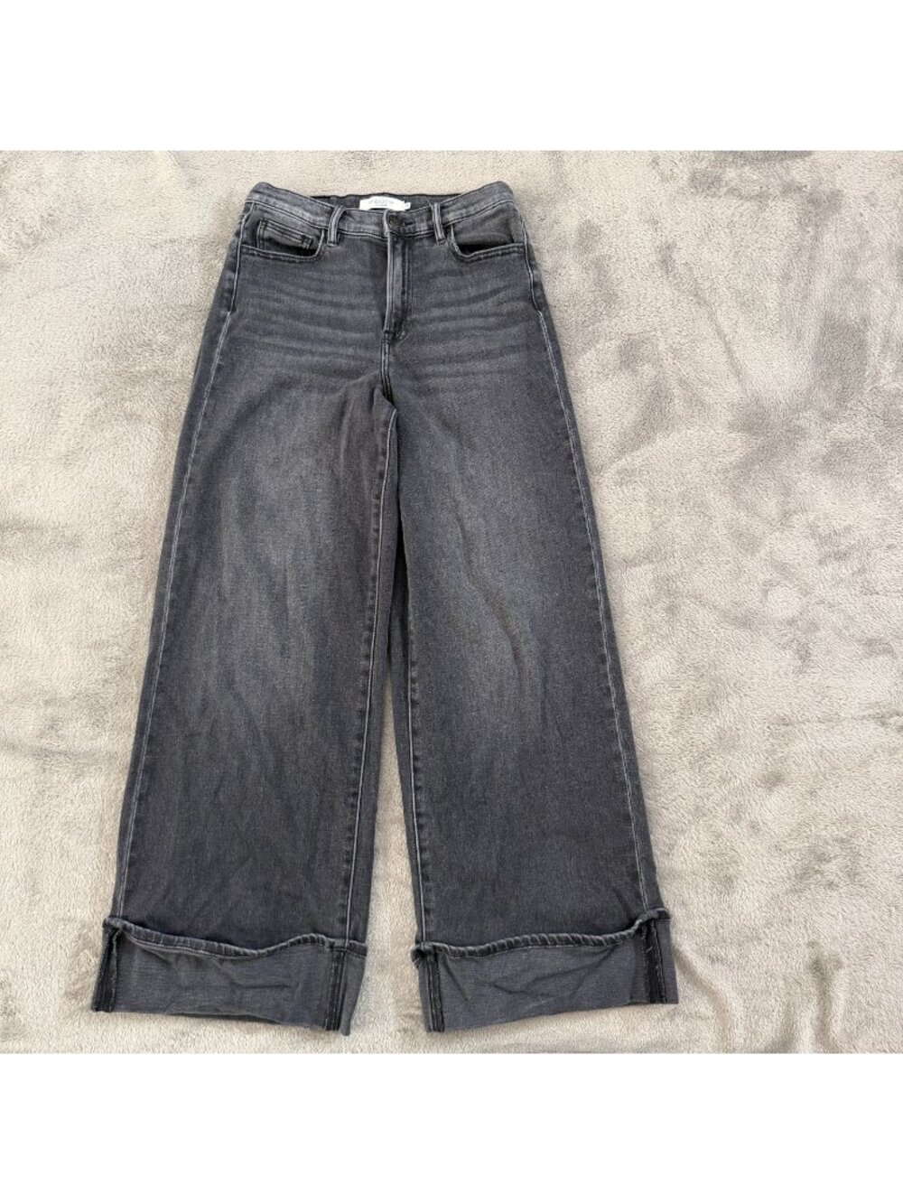 Hidden Los Angeles Wide Leg High Rise Cuffed Jeans Womens 28 Black Washed